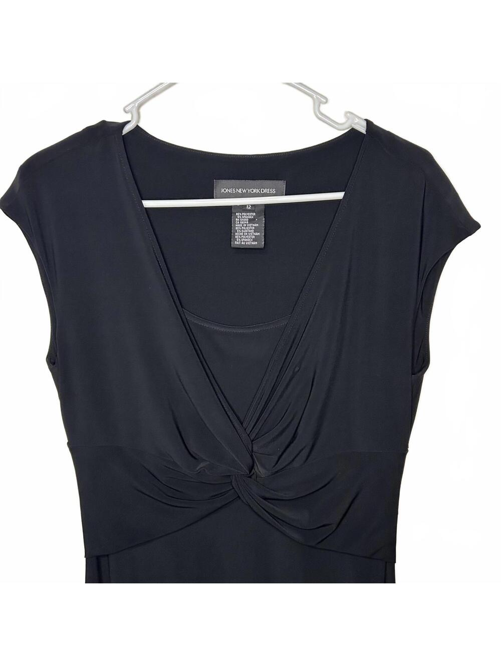 Jones New York Black Twist-front Dress Stretch Womens Size 12